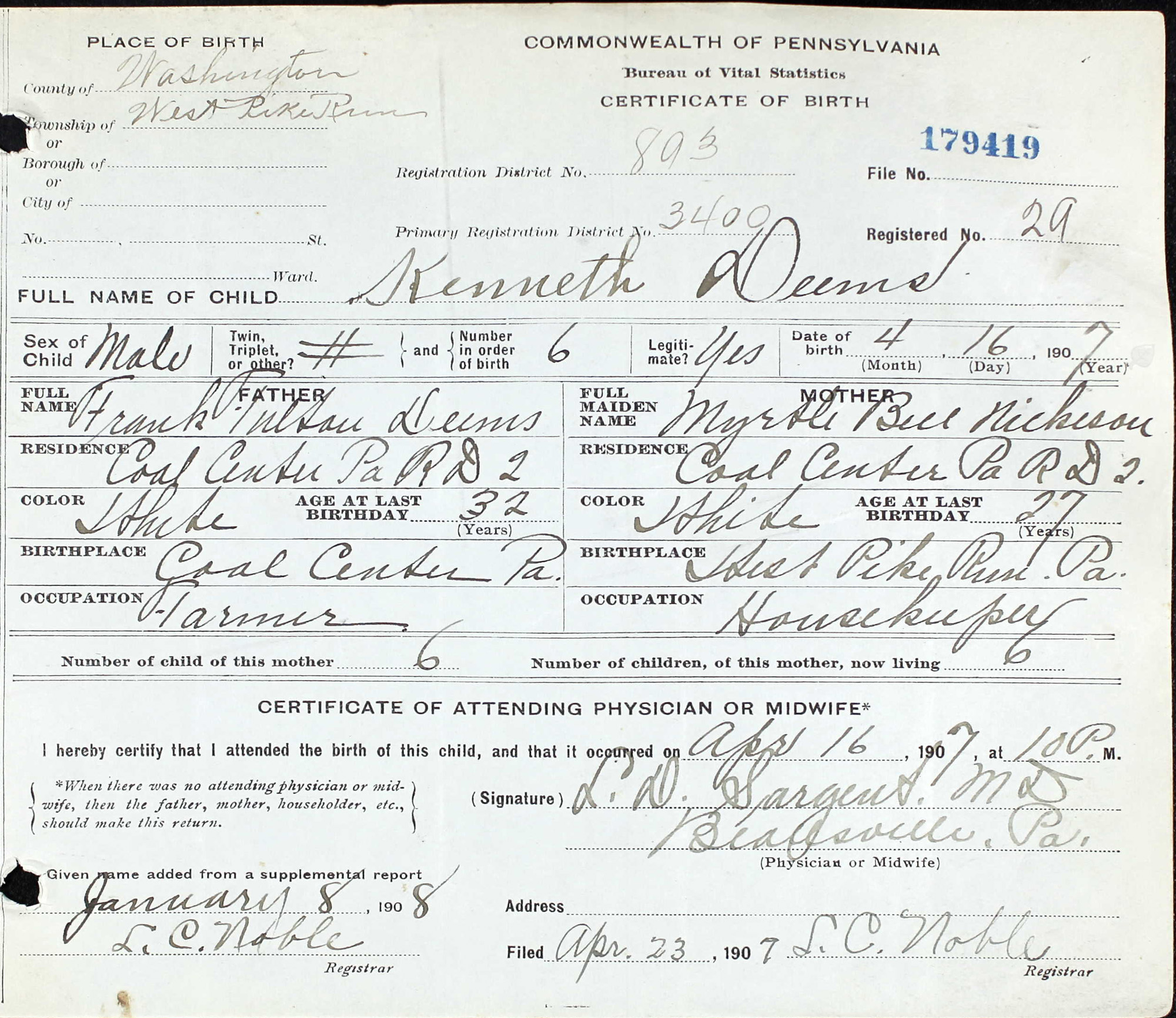 birth certificate